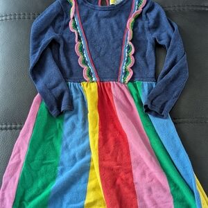Mini Boden Multicolor Striped Dress with Navy Top